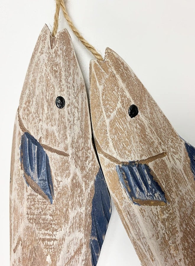 GAPLUM Set of 2 Wooden Carved Fish Wall Hanging Nautical Ornaments Hand Carved Wood Fish Wall Hanging Sculpture Wooden Lake House Decor Indoor Outdoor Decoration - Image 5